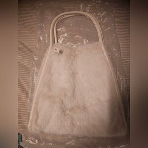 Victoria Secrets Off White Faux Fur Tote Bag - Women